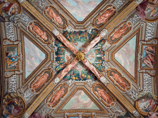 Detail of the marvelous Renaissance frescoes on the ceiling of the Cathedral of Santa Maria Assunta in Parma.