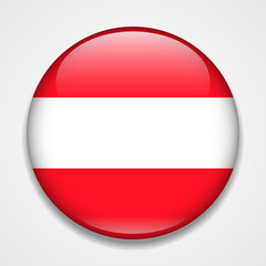 Flag of Austria. Round glossy badge