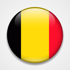 Fototapeta premium Flag of Belgium. Round glossy badge