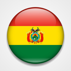 Flag of Bolivia. Round glossy badge