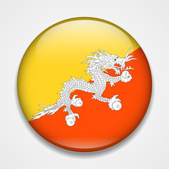 Flag of Bhutan. Round glossy badge