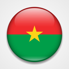 Flag of Burkina Faso. Round glossy badge