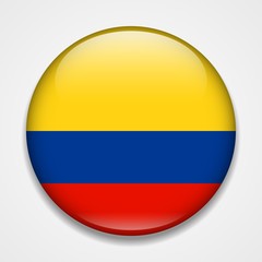 Flag of Colombia. Round glossy badge