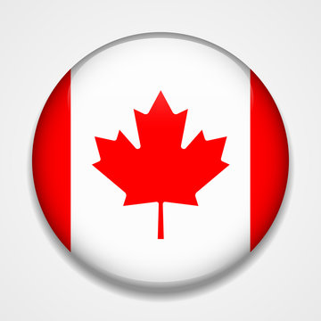 Flag of Canada. Round glossy badge