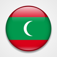 Flag of Maldives. Round glossy badge