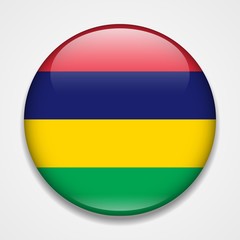 Flag of Mauritius. Round glossy badge