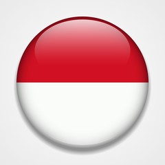 Flag of Monaco. Round glossy badge