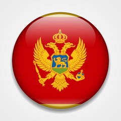 Flag of Montenegro. Round glossy badge