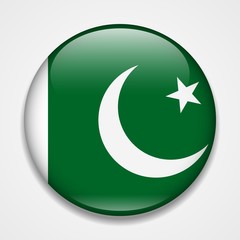 Flag of Pakistan. Round glossy badge