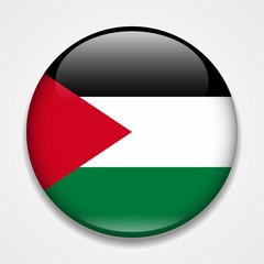 Flag of Palestine. Round glossy badge