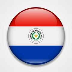 Fototapeta premium Flag of Paraguay. Round glossy badge
