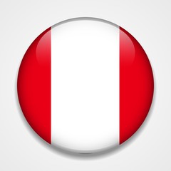 Flag of Peru. Round glossy badge