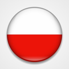 Flag of Poland. Round glossy badge