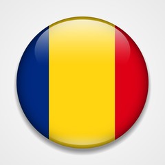 Flag of Romania. Round glossy badge