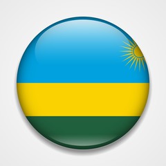 Flag of Rwanda. Round glossy badge