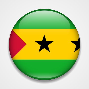 Flag of Sao Tome and Principe. Round glossy badge