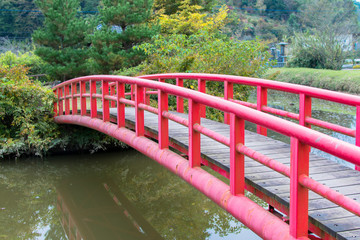 Red Bridge in Japan (Saitama Benten Lake)