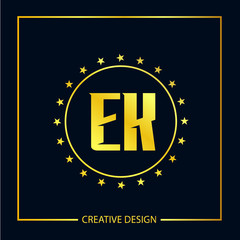 Initial EK Letter Logo Template Design