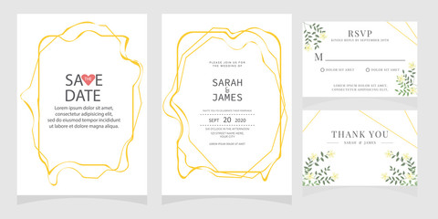 wedding card invitation with beauty flowers. Wedding Invitation floral invite Rsvp cute card vector Designs set