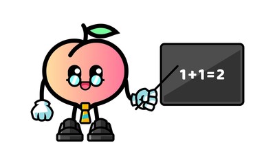 Peach teacher mascot cartoon illustration