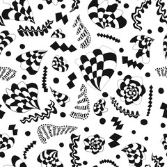 Fototapeta premium Repeated seamless pattern background in black and white. Swatch design