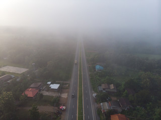 Morning steam cloud fog or mist