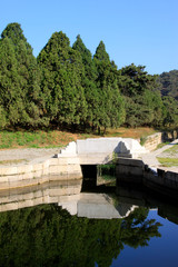 Fototapeta na wymiar The drainage ditch landscape architecture in the Eastern Royal Tombs of the Qing Dynasty, china