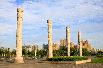 Totem pole landscape architecture in the park, China