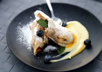 Photo of a large tasty dessert apple piel