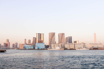 View of sumida river viewpoint to see boat in tokyo