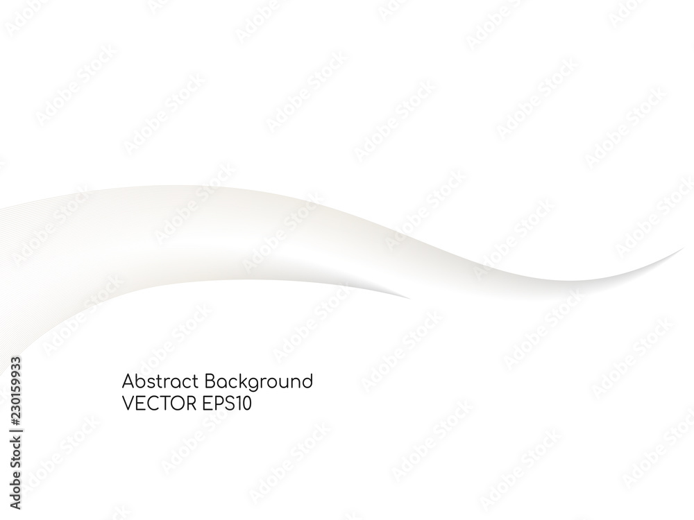 Aufkleber Abstract white background 3D concave wave texture smooth curve line with shadow.  For vector background, banner, divider, design element.