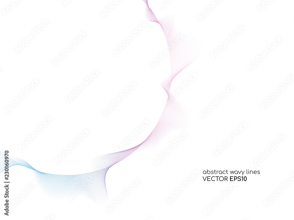 Poster Abstract vector circle flowing wave lines with colorful soft tone color palette on white background for design element, banner, background