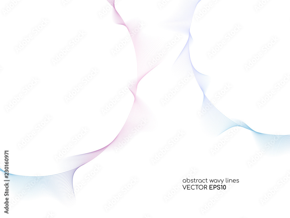 Wall mural abstract vector circle flowing wave lines with colorful soft tone color palette on white background 