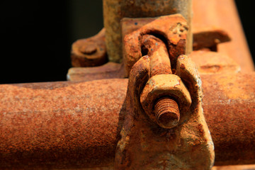 rusty metal scaffolding elements
