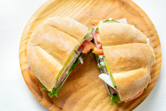 Mexican ham sandwich. "Torta"