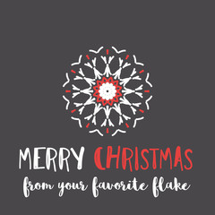 Christmas greeting card with geometric ornament and text