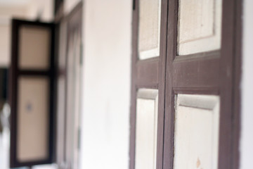 Fototapeta premium old style wooden windows close and open