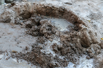 The ground was covered with grey cement