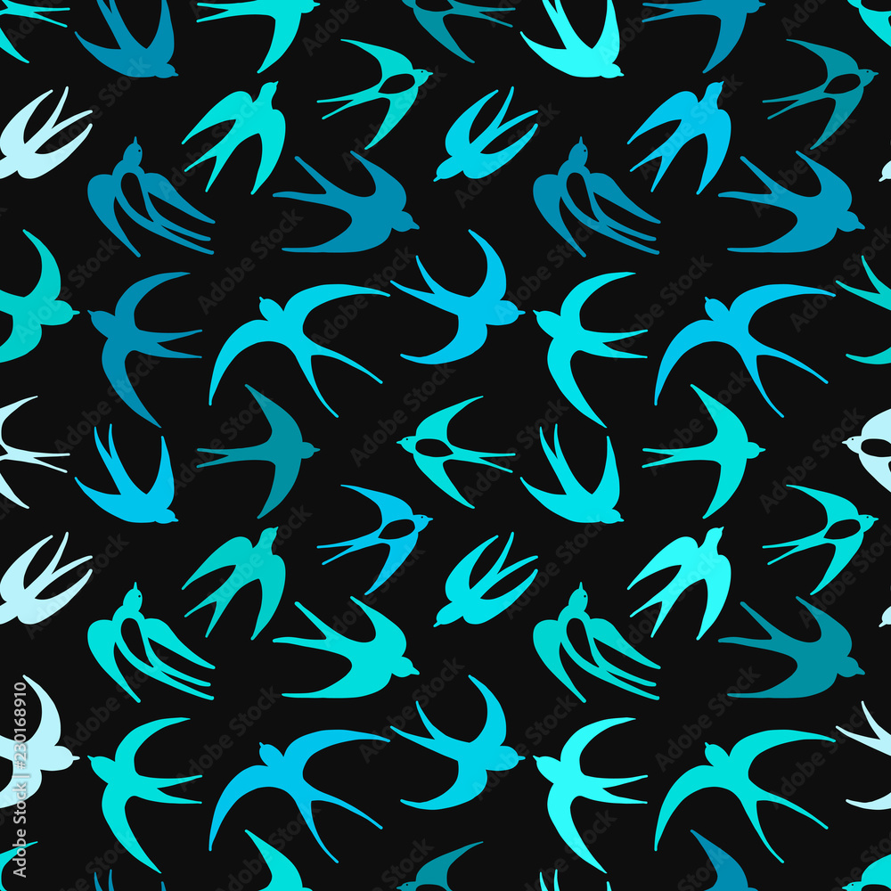 Poster Swallows, seamless pattern for your design