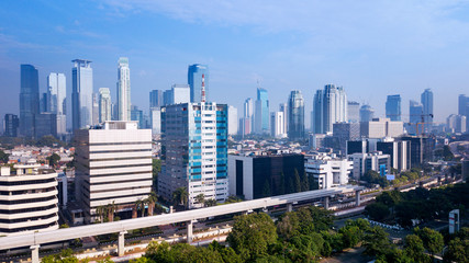 Fototapeta premium Modern buildings on the morning in Jakarta