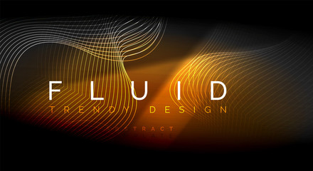 Neon glowing fluid wave lines, magic energy space light concept, abstract background wallpaper design, ripple texture illustration