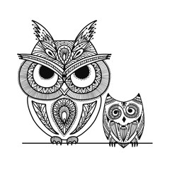 Ornate owl, zenart for your design