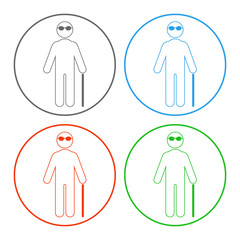 Blind person symbol. Outline. Vector icon set.
