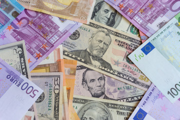 Fototapeta na wymiar cash, dollars and euros