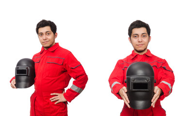 Funny welder isolated on white