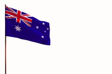 Fluttering Australia isolated flag on white background mockup with the space for your content.