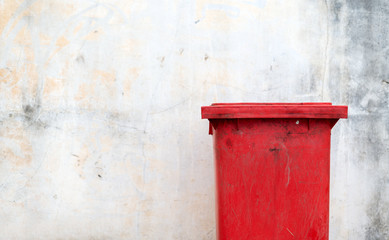 closeup dangerous trash bin with soft-focus and over light in the background