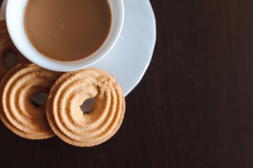 Cup of coffee and biscuits