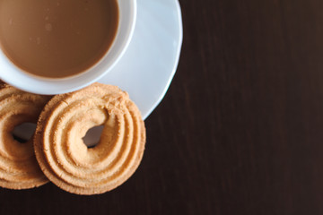 Cup of coffee and biscuits
