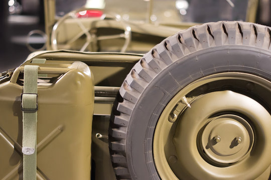 American military vintage vehicle of 1944 rear close up